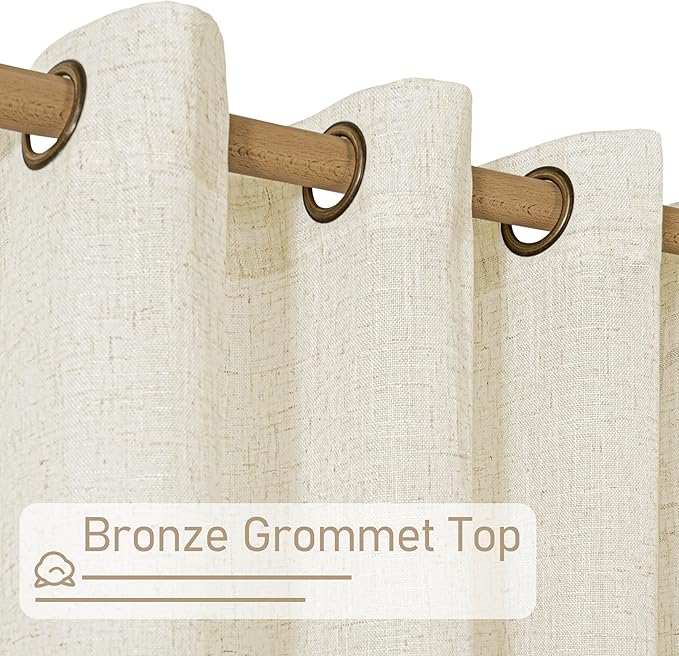 Sheer Linen Curtains 63 inches Length, Light Filtering Panels Bronze Grommet - Image 3