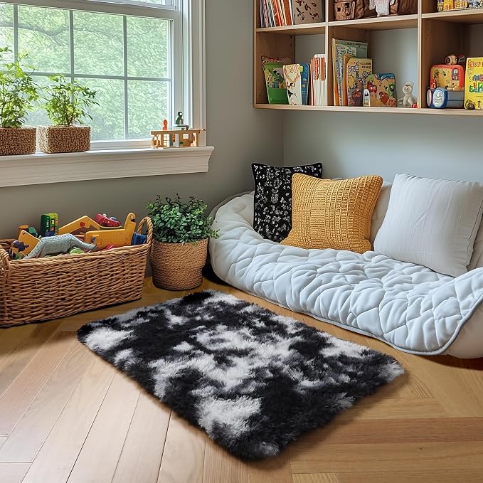 Amdrebio Black White Grey Small Mini Rug 2x3 - Image 6