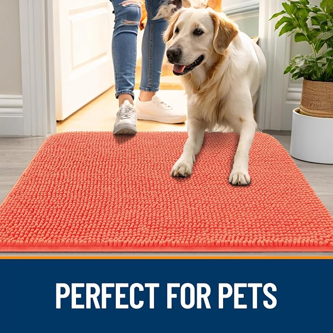OLANLY Dog Door Mat for Muddy Paws 40x24, Super Absorbent Chenille Mud Mat | - Image 6