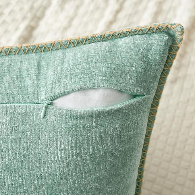 MIULEE Decorative Lumbar Throw Pillow Covers 12x20 Inch Aqua Green 2 Pack | - Image 3