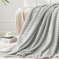 BEDELITE Ribbed Jacquard Light Grey Fleece Twin Blanket by BEDELITE