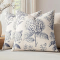 Set of 2 Decorative Floral Pillow Covers 18x18 Inch Navy Blue | Neutral by SWANCOCO