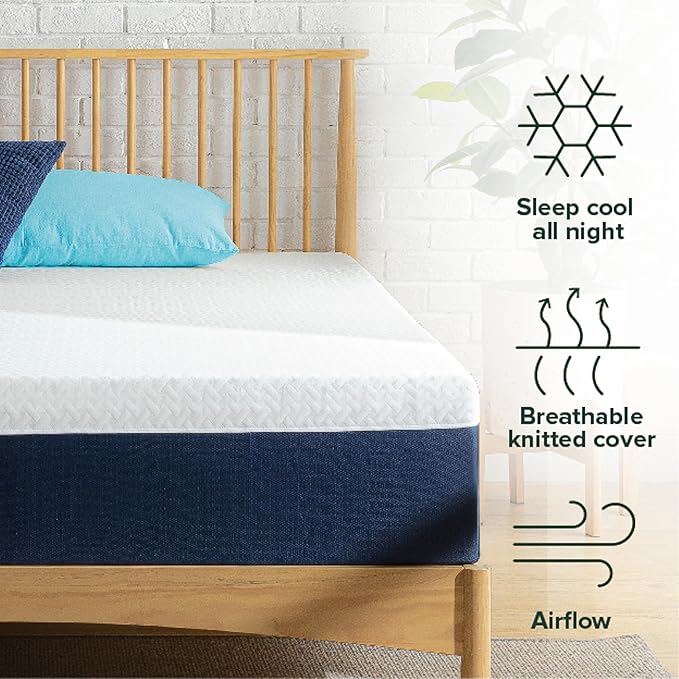 ZINUS 10 Inch Queen Cooling Comfort Hybrid Mattress [New Version], Fiberglass Free, Medium Firm Feel, Motion Isolation, Certified Safe Foams & Fabric