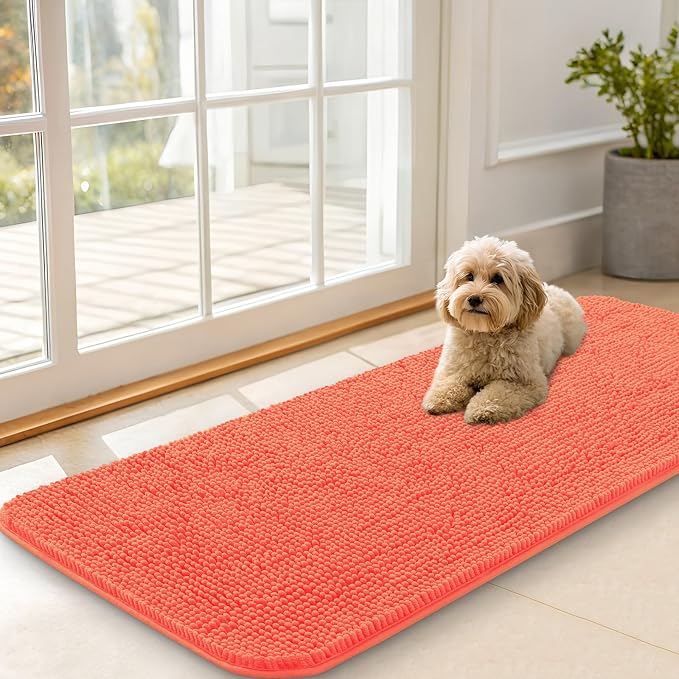 OLANLY Dog Door Mat for Muddy Paws 47x20, Super Absorbent Chenille Mud Mat | by OLANLY