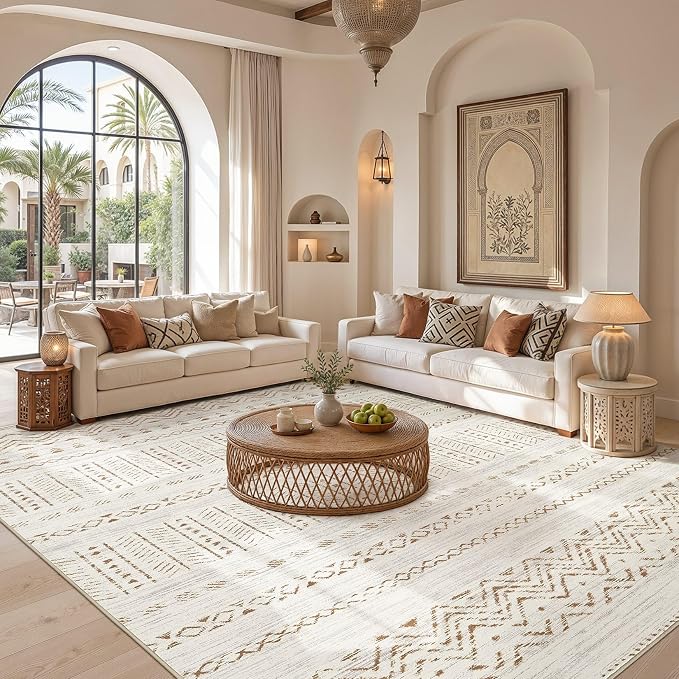cotiled Boho 5x8 Area Rugs for Living Room: Soft Moroccan Washable Rug | Solve - Image 5
