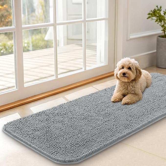 OLANLY Dog Door Mat for Muddy Paws 47x17, Super Absorbent Chenille Mud Mat | by OLANLY