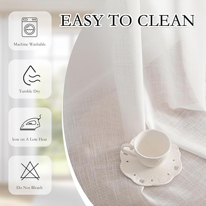 MYSKY HOME Short White Sheer Curtains - Image 7