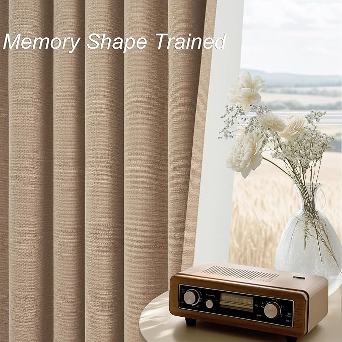Topfinel Light Taupe Blackout Textured 90 Inch Long Linen Blend Curtain - Image 4