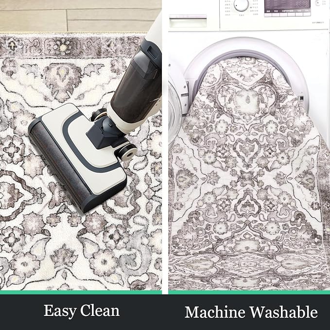 HEBE Hallway Runner Rug 2'x6', Washable Non Slip Kitchen Rug Runner | Soft Boho - Image 5