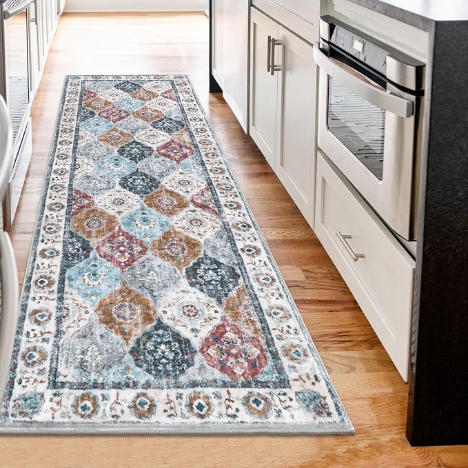 HEBE Hallway Runner Rug 2'x6', Washable Non Slip Kitchen Rug Runner | Soft Boho - Image 7