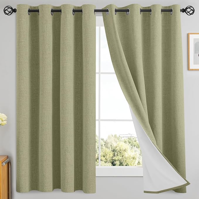 Yakamok Sage Linen Textured Curtains 63 Inches Long by Yakamok