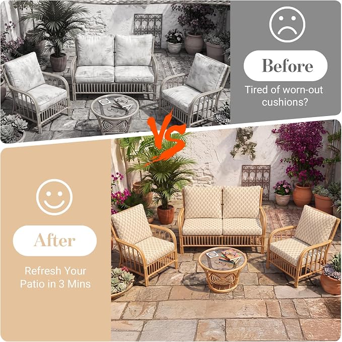 8Pcs Patio Cushion Covers Stretch Outdoor Furniture Protector Slipcovers | - Image 4