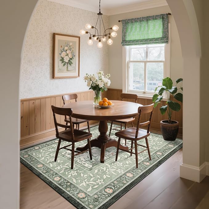 GarveeHome Provence Sage Green Area Rugs 10x13 Living Room, Botanical Grove - Image 4