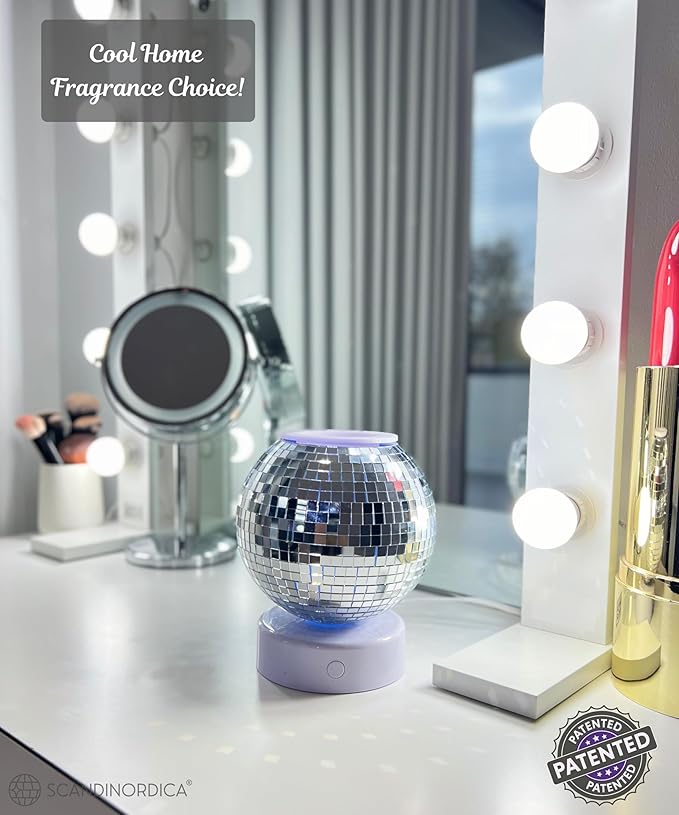 SCANDINORDICA Disco Ball Wax Warmer Rotating with Colors Changing Night Light, Cute Scent Oil Candle Wax Melts Warmer for Home, Disco Candle Warmer Wax Melter | Disco Ball Decor for Home