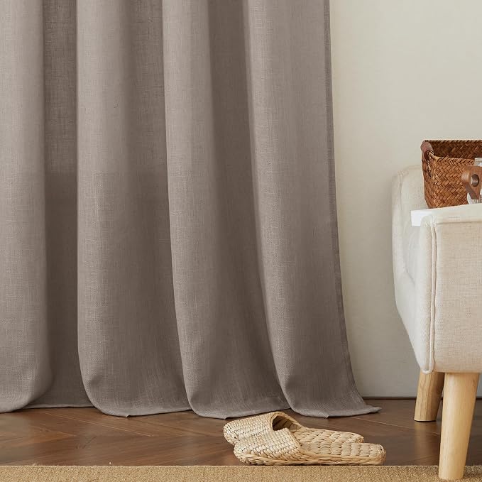 RYB HOME Farmhouse Boho Linen Sheer Curtains 90 inches Long - Image 6