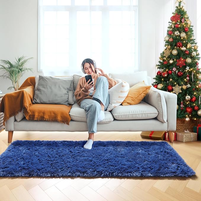 Navy Blue Runner Rugs for Boys Bedroom Living Room, Fluffy 2x6 Area Rug | Soft - Image 7