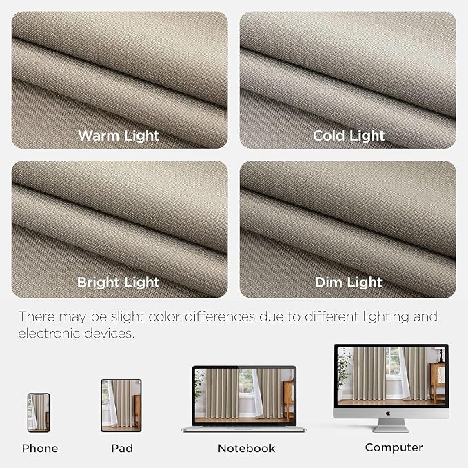 Joydeco Pleated Curtains for Living Room Bedroom, Linen Drapes 90 inch Length 2 - Image 8
