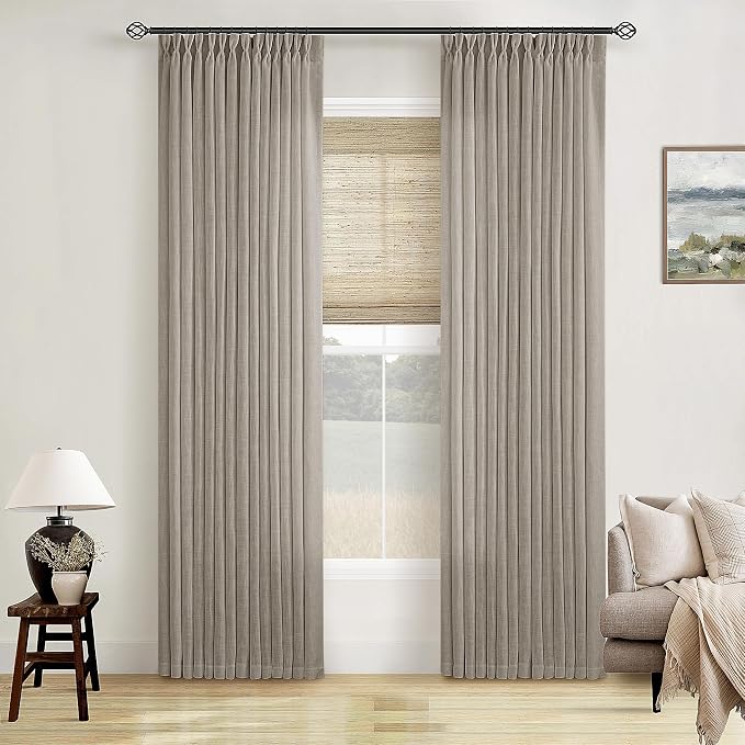 Burlywood Birch Pinch Pleated Linen 92 Inch Curtains 2 Panels | Memory Training - Image 7