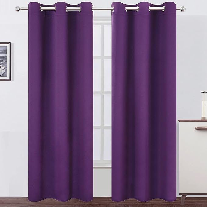 Blackout Curtains 42 x 84 Inch/Purple Curtains Set of 2 Panels/Room Darkening by Lemomo