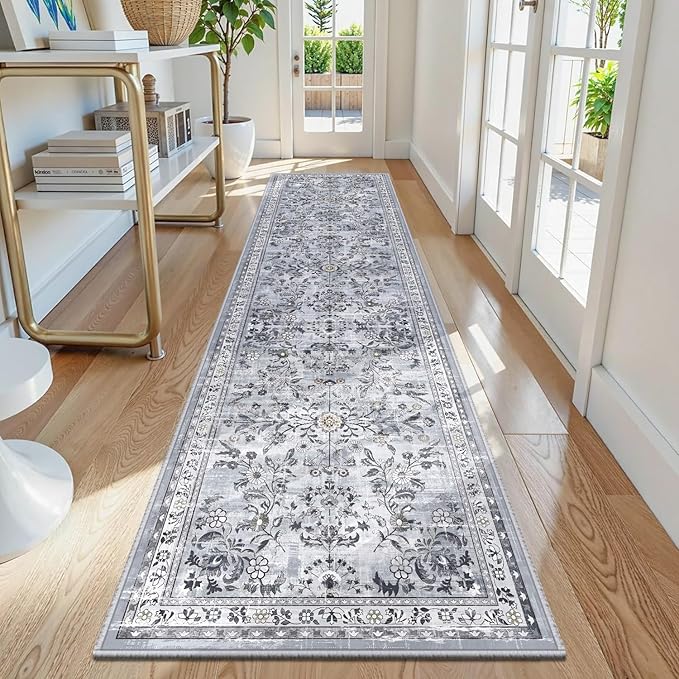 Yamaziot 2x8 Washable Hallway Runner Rug Non Slip Floral Carpet, Stain Resistant by Yamaziot