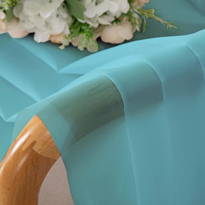 Chyhomenyc Aqua Sheer Curtains 84 Inches Long - Image 3