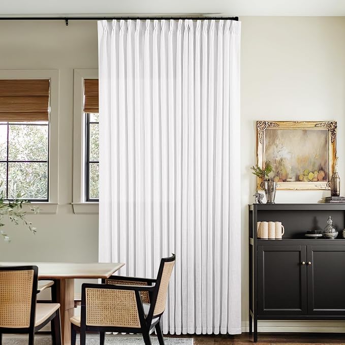 Snow White Pinch Pleat Semi Sheer Linen Curtains W70xL90 1 Panel | Light - Image 6