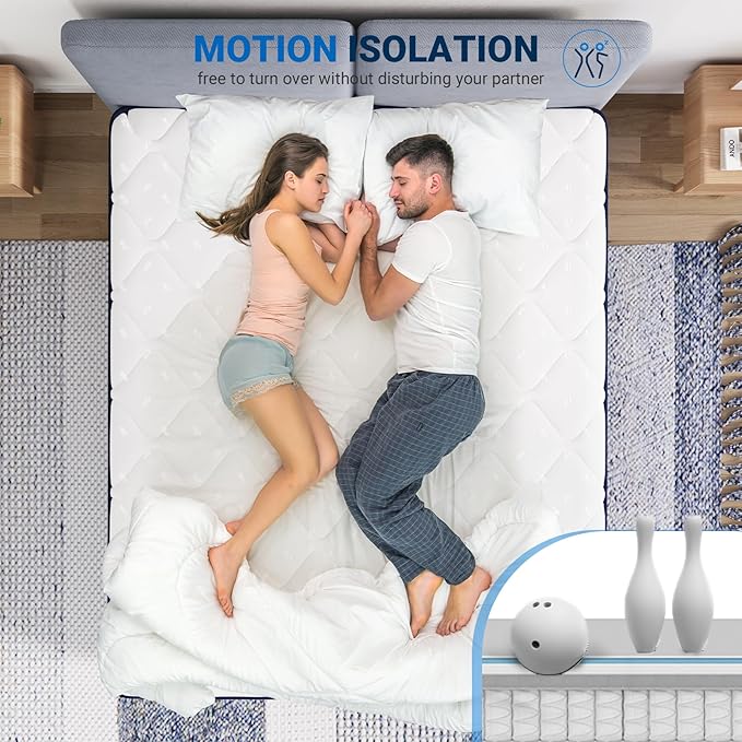 Avenco 14 Inch Queen Mattresses in a Box, Hybrid Queen Size Mattresses with Comfort Foam and Pocket Coils for Pressure Relief & Motion Isolation