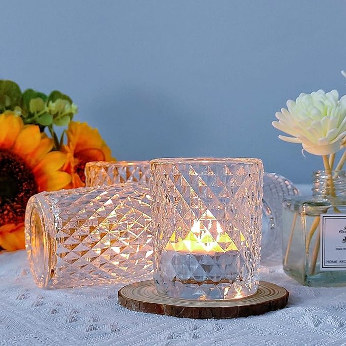 Woho 24pcs Clear Votive Candle Holders, Glass Tea Lights Candle Holder for Wedding Decor, Tealight Candle Holder for Gift Home Decoration
