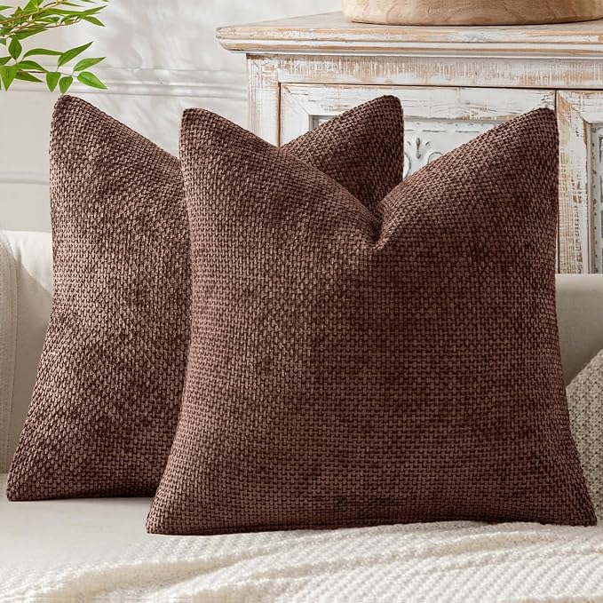 MIULEE Decorative Couch Throw Pillow Covers 20x20 in Red Brown 2 Pack | Modern by MIULEE