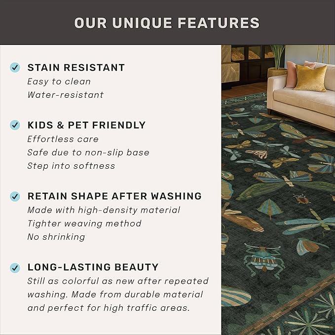 Washable Insect 2x8 Long Runner Rug - Image 6