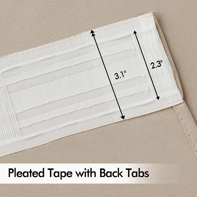 MIULEE Taupe Back Tab Blackout Curtains 52x84 Inch Length 2 Panels Set | Rod - Image 4
