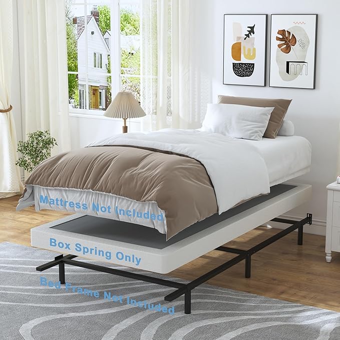 Low Profile Box Spring Twin,3 Inch Box Spring for Twin Size Bed,Heavy Duty Bed Base,Metal Mattress Foundation,Easy Assembly/Noise Free/Non Slip