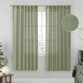 Sage Green Light Filtering Linen Curtains 68 inches Long by LAMIT