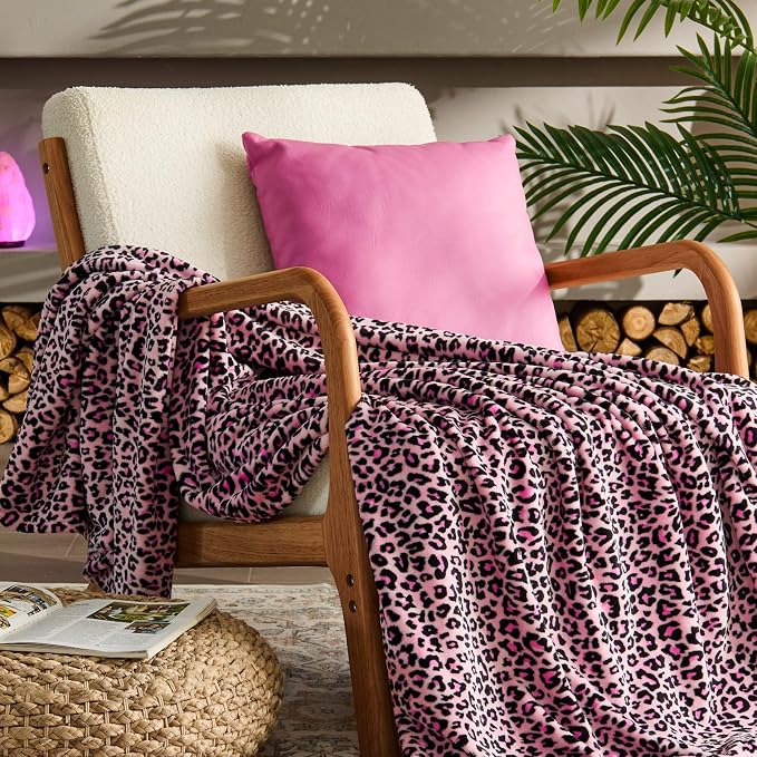 BEDELITE Fleece Blanket Soft Plush Twin Size Blanket Pink Leopard 60"x80" | by BEDELITE