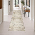 2.6x10 Washable Runner Rug:Modern Abstract Soft Carpet Beige Brown | by FXRHLP
