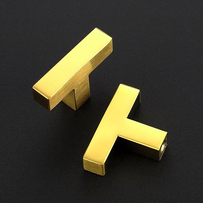 30 Pack Brushed Brass Cabinet Knobs - Kitchen Cabinet Knobs Gold Closet Pulls for Kitchen Drawer Stainless Steel 2in Length Single Hole Square