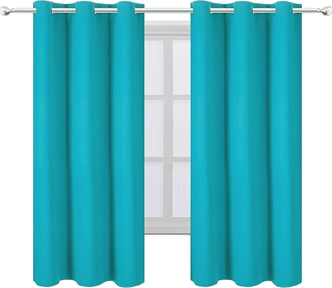 Teal Blackout Curtains 34 x 63 Inch Length/Set of 2 Curtain Panels/Thermal - Image 2