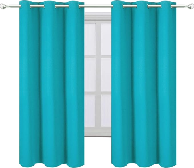 Teal Blackout Curtains 40 x 63 Inch Length/Set of 2 Curtain Panels/Thermal - Image 2