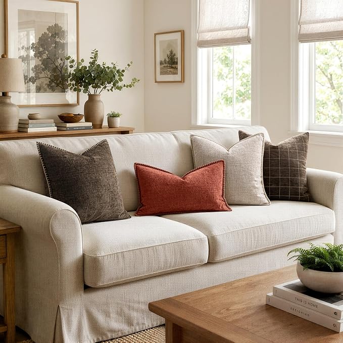 MIULEE Decorative Couch Throw Pillow Covers 16x16 Inch Brown 2 Pack | Farmhouse - Image 5