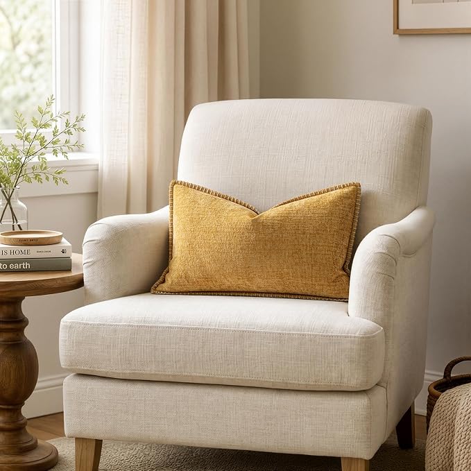 MIULEE Decorative Lumbar Throw Pillow Covers 12x20 Inch Gold 2 Pack | Mustard - Image 4