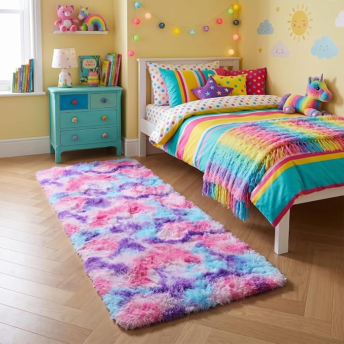 Soft Runner Rugs for Hallway 2x6 Ft, Fluffy Colorful Pastel Princess Carpet | - Image 6