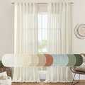 Ivory 90 Inches Long Linen Semi Sheer Curtains by LAMIT