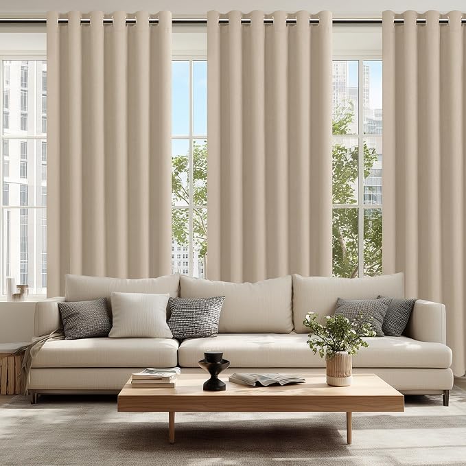 Grommet Blackout Curtains for Bedroom 70 x 84 Inches Taupe 2 Panels | Thermal - Image 6