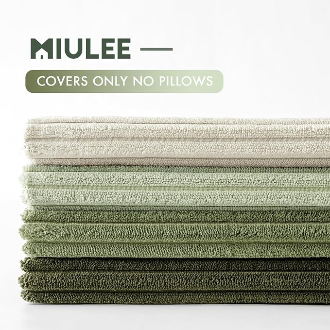 MIULEE Soft Corduroy Decorative Throw Pillow Covers Light Green 24x24 | Set of 4 - Image 4
