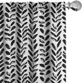 Ambesonne Black and White Window Curtains Pack of 2, Modern Grunge Botany Motif Monochrome Brush Paint Style Strokes, Lightweight Set with Rod Pocket, 4 Panels of - 28" x 95", White and Black