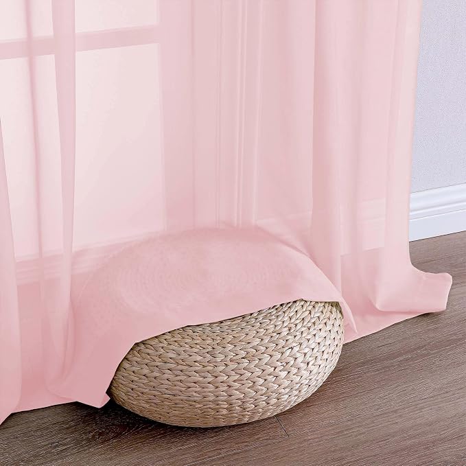 Blush Pink Sheer Curtains 120 Inches Long 2 Panels Set, 59 Inch Extra Wide Soft - Image 6