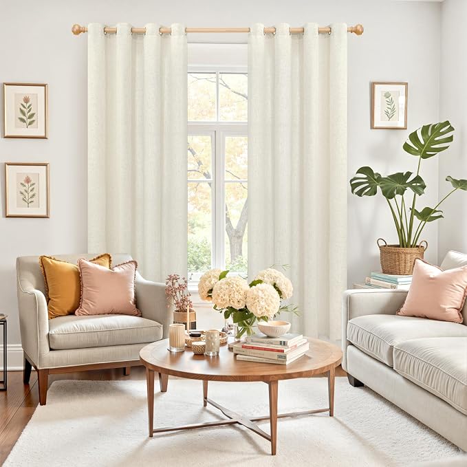 YoungsTex 72 Inch Length Natural Linen Curtains - Image 2