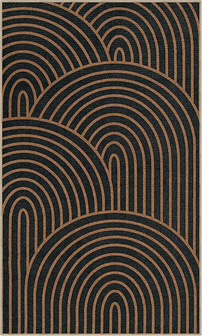 Lahome Enfys Modern Rainbow Easy Jute Patio Rug, 3x5 Washable Rugs - Image 9