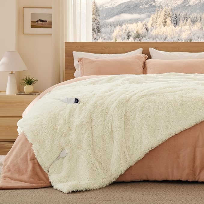 Bedsure Faux Fur Heated Blanket Twin Size, Fast Heating Fluffy Electric Blanket - Image 8