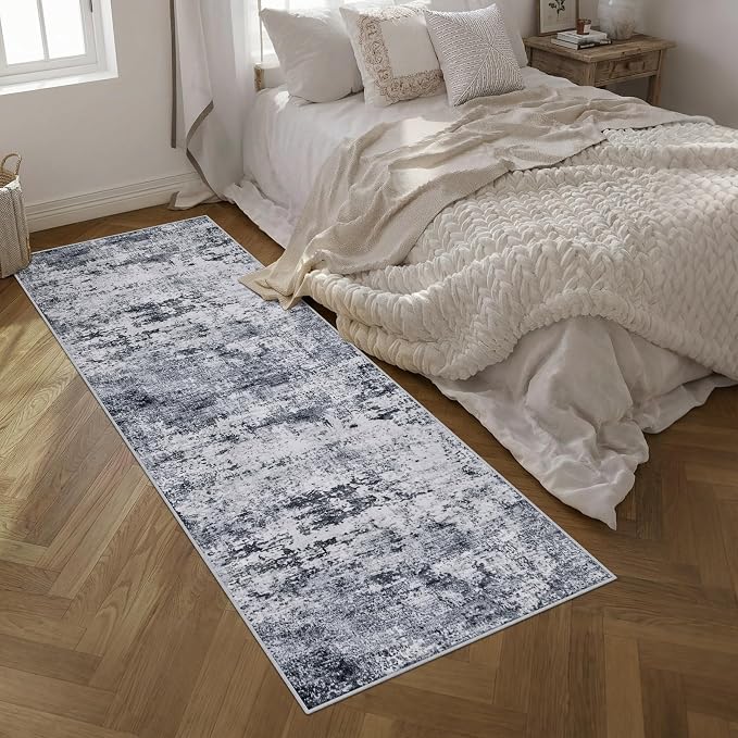 3x10 Washable Runner Rug：Modern Abstract Kitchen Soft Carpet Grey | - Image 2